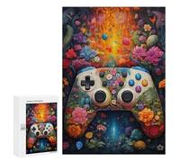 Puzzles pour adultes - 300 pièces - Contrôleur de jeu vidéo floral - Jouets anti-stress - Assemblage de motifs - Activités amusantes pour la maison - 300 pièces