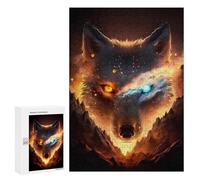 Puzzles pour adultes 300 pièces Fiery Wolf Portrait Puzzles pour adultes - Jouets anti-stress - Assemblage de motifs - Activités amusantes pour la maison 300 pièces