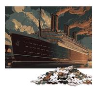 Puzzles pour Adultes 300 pièces Le départ du Titanic Puzzles en Bois pour Adultes Jeux de Puzzle durables Cadeaux d'halloween 300 pièces (40x28cm)