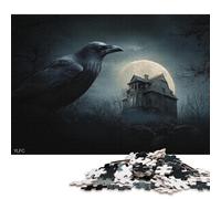 Puzzles pour Adultes 300 pièces Midnight's Raven et Haunt Puzzles en Bois pour Adultes Jeu éducatif Jouet défi 300 pièces (40x28cm)