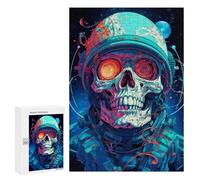 Puzzles pour adultes 300 pièces puzzles crâne spatial casque art puzzles pour adultes jeu de réflexion analyse et logique cadeaux d'anniversaire et cadeaux uniques 300 pièces