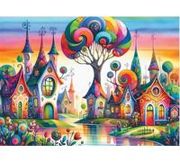 Puzzles pour Adultes 300 Pièces Puzzles pour Adultes Jeu éducatif Challenge 300 Puzzle Amusants en Famille - Maison de Campagne Fantastique