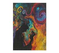 Puzzles pour Adultes 38x26cm/1000pcs Abstract Silhouette with Colorful Swirls Puzzles pour Adultes - Jeux De Construction - Analyse Et Logique pour Les Amateurs De Jeux 38x26cm/1000pcs