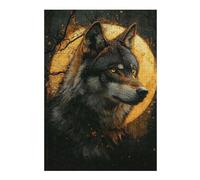 Puzzles pour Adultes 38x26cm/1000pcs Alpha Wolf Under Full Moon Puzzles pour Adolescents Jeu Familial Décoration Parfaite Difficile À Compléter 38x26cm/1000pcs