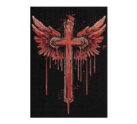 Puzzles pour Adultes 38x26cm/1000pcs Bloody Cross with Wings Puzzles pour Adultes - Jeux De Construction - Analyse Et Logique pour Les Amateurs De Jeux 38x26cm/1000pcs