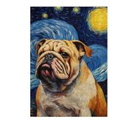 Puzzles pour Adultes 38x26cm/1000pcs Bulldog Starry Night Puzzles pour Adultes Jouets Anti-Stress Décoration Parfaite Jeu Stimulant Cadeaux 38x26cm/1000pcs