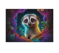 Puzzles pour Adultes 38x26cm/1000pcs Colorful Meerkat in Fantasy Garden Puzzle - Jeu Manuel - Défi Difficile - Cadeaux pour Les Amis Et La Famille 38x26cm/1000pcs