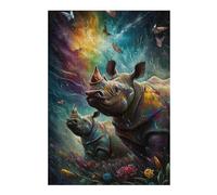Puzzles pour Adultes 38x26cm/1000pcs Colorful Rhino Dreamscape Puzzle Anti-Stress, Jouet De Course De Vitesse Manuelle, Cadeau pour Les Amis Et La Famille 38x26cm/1000pcs