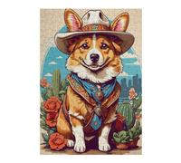 Puzzles pour Adultes 38x26cm/1000pcs Corgi Cowboy Puzzles pour Adolescents Jeu Familial Décoration Parfaite Difficile À Compléter 38x26cm/1000pcs