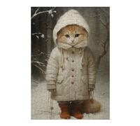 Puzzles pour Adultes 38x26cm/1000pcs Cute Ginger Kitten in Snow Puzzle pour Adultes : Un Jeu De Réflexion Stimulant, Une Œuvre d'art À Compléter 38x26cm/1000pcs
