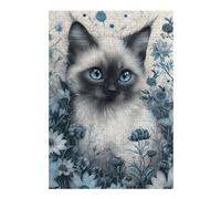 Puzzles pour Adultes 38x26cm/1000pcs Cute Whimsical Siamese Cat Puzzles pour Adultes - Jeu De Réflexion - Difficile - Stimulant - Idée Cadeau 38x26cm/1000pcs
