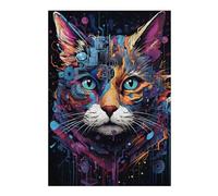 Puzzles pour Adultes 38x26cm/1000pcs Cyborg Cat Head Machine Puzzles pour Adolescents, Jouets, Décoration Murale, Loisirs À La Maison, Cadeaux De Noël Et d'anniversaire 38x26cm/1000pcs
