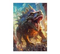 Puzzles pour Adultes 38x26cm/1000pcs Dinosaur Rampage in Cityscape Puzzle - Jeu Manuel - Défi Difficile - Cadeaux pour Les Amis Et La Famille 38x26cm/1000pcs