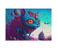 Puzzles pour Adultes 38x26cm/1000pcs Fantasy Cat in A Whimsical World -1 Puzzles pour Adolescents Jeux Familiaux Analyse Et Logique Jeu Stimulant Cadeaux 38x26cm/1000pcs