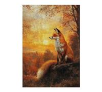 Puzzles pour Adultes 38x26cm/1000pcs Fox at Sunset Puzzles pour Adolescents Jeux De Société pour Passer Le Temps À La Maison Cadeaux d'anniversaire Et De Noël Uniques 38x26cm/1000pcs