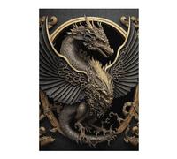 Puzzles pour Adultes 38x26cm/1000pcs Golden Winged Dragon Emblem Casse-têtes pour Adultes, Jeu De Réflexion, Décoration Murale, Défi Éducatif 38x26cm/1000pcs