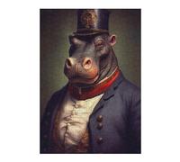 Puzzles pour Adultes 38x26cm/1000pcs Hippo Portrait Puzzle Décoratif Mural - Analyse Et Logique - Un Défi À Relever 38x26cm/1000pcs