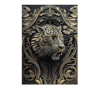 Puzzles pour Adultes 38x26cm/1000pcs King Tiger Golden Art Deco Puzzles pour Adolescents Jeu Manuel, Amusant Et Humoristique Cadeaux d'anniversaire Et De Noël Uniques 38x26cm/1000pcs