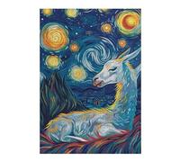 Puzzles pour Adultes 38x26cm/1000pcs Llama in Starry Night Style Puzzle - Jeu Manuel - Défi Difficile - Cadeaux pour Les Amis Et La Famille 38x26cm/1000pcs
