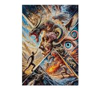Puzzles pour Adultes 38x26cm/1000pcs Man Facing Monsters Puzzle - Jeu Manuel - Défi Difficile - Cadeaux pour Les Amis Et La Famille 38x26cm/1000pcs