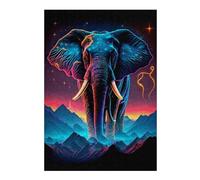 Puzzles pour Adultes 38x26cm/1000pcs Neon Elephant Mountainscape Puzzles pour Adultes : Un Jeu Manuel, Amusant Et Humoristique. Un pour Les Amateurs De Jeux Vidéo. 38x26cm/1000pcs