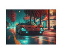 Puzzles pour Adultes 38x26cm/1000pcs Neon Nights Luxury Sports Car Drive Puzzle - Jeu Manuel - Défi Difficile - Cadeaux pour Les Amis Et La Famille 38x26cm/1000pcs