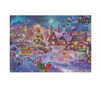 Puzzles pour Adultes 38x26cm/1000pcs North Pole Christmas Village Scene Puzzle - Jeu Manuel - Défi Difficile - Cadeaux pour Les Amis Et La Famille 38x26cm/1000pcs
