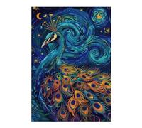 Puzzles pour Adultes 38x26cm/1000pcs Peacock in Starry Night Style Puzzles pour Adolescents Jeu Familial Décoration Parfaite Difficile À Compléter 38x26cm/1000pcs