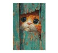 Puzzles pour Adultes 38x26cm/1000pcs Puzzle Curious Cat Peeking Through Door Puzzle pour Adultes Jeu Manuel Décoration Murale Activités Amusantes À La Maison, 38x26cm/1000pcs