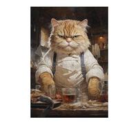 Puzzles pour Adultes 38x26cm/1000pcs Puzzles Big Fat Chef Cook Cat Puzzles pour Adolescents Jeux De Société Découpe De Précision Cadeaux d'anniversaire Et Cadeaux Uniques 38x26cm/1000pcs