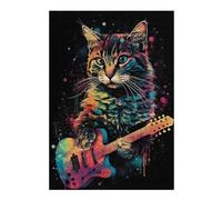Puzzles pour Adultes 38x26cm/1000pcs Puzzles Colorful Cat Playing Guita Puzzles pour Adolescents Jeux De Société Découpe De Précision Cadeaux d'anniversaire Et Cadeaux Uniques 38x26cm/1000pcs