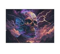 Puzzles pour Adultes 38x26cm/1000pcs Puzzles Electric Storm Skull Artwork -3 Puzzles pour Adultes, Jouets Anti-Stress, Décorations Murales, Idées Cadeaux pour Toute La Famille 38x26cm/1000pcs