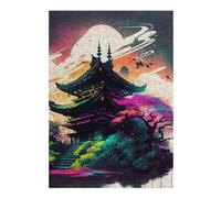 Puzzles pour Adultes 38x26cm/1000pcs Puzzles Neon Pagoda Dreamscape Puzzles pour Adultes, Jouets Anti-Stress, Cadeaux d'anniversaire Et Cadeaux Uniques 38x26cm/1000pcs