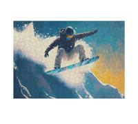 Puzzles pour Adultes 38x26cm/1000pcs Puzzles Snowboarder in Action on Mountain Slope Casse-tête pour Adultes Jeu De Réflexion Décoration Murale Cadeaux De Noël Et d'anniversaire 38x26cm/1000pcs