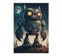 Puzzles pour Adultes 38x26cm/1000pcs Puzzles Steampunk Robot Cat Art Puzzles pour Adultes Jouets Anti-Stress Décoration Intérieure Aide À Stimuler Le Cerveau 38x26cm/1000pcs