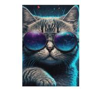 Puzzles pour Adultes 38x26cm/1000pcs Puzzles Stylish Cat Glasses Art Puzzles pour Adultes, Jouets Anti-Stress, Cadeaux d'anniversaire Et Cadeaux Uniques 38x26cm/1000pcs