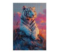 Puzzles pour Adultes 38x26cm/1000pcs Puzzles White Tiger Sunset Puzzle pour Adultes Jeux De Famille Vacances À La Maison Passer Le Temps Est Idéal comme Cadeau 38x26cm/1000pcs