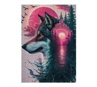 Puzzles pour Adultes 38x26cm/1000pcs Puzzles Wolf Pink Splash Puzzles pour Adolescents Jeux De Société Découpe De Précision Cadeaux d'anniversaire Et Cadeaux Uniques 38x26cm/1000pcs
