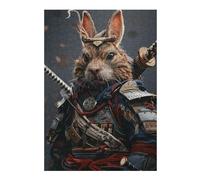 Puzzles pour Adultes 38x26cm/1000pcs Rabbit Samurai Warrior Puzzles pour Adolescents Jeu Manuel, Amusant Et Humoristique Cadeaux d'anniversaire Et De Noël Uniques 38x26cm/1000pcs