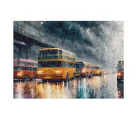 Puzzles pour Adultes 38x26cm/1000pcs Rainy Night Bus Parade Puzzle Anti-Stress, Jouet De Course De Vitesse Manuelle, Cadeau pour Les Amis Et La Famille 38x26cm/1000pcs