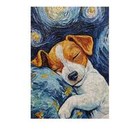 Puzzles pour Adultes 38x26cm/1000pcs Sleeping Jack Russel Terrier Starry Night Puzzles pour Adultes Jeux Relaxants Décoration Intérieure Cadeaux Uniques d'anniversaire Et De Noël 38x26cm/1000pcs