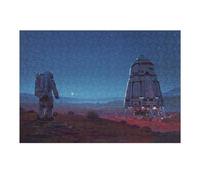 Puzzles pour Adultes 38x26cm/1000pcs Space Exploration Astronaut and Rocket on Mars Puzzles pour Adolescents, Jouets Anti-Stress, Décoration Murale, pour Les Gamers 38x26cm/1000pcs