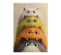 Puzzles pour Adultes 38x26cm/1000pcs Stacked Fluffy Cats Digital Art Puzzle Décoratif Mural - Analyse Et Logique - Un Défi À Relever 38x26cm/1000pcs