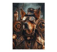 Puzzles pour Adultes 38x26cm/1000pcs Steampunk Dog Doberman Puzzles pour Adultes - Jeux De Construction - Analyse Et Logique pour Les Amateurs De Jeux 38x26cm/1000pcs