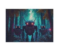 Puzzles pour Adultes 38x26cm/1000pcs Steampunk Robots in A Mystical Forest Puzzles pour Adolescents Jeux Familiaux Analyse Et Logique Jeu Stimulant Cadeaux 38x26cm/1000pcs