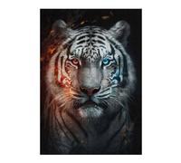 Puzzles pour Adultes 38x26cm/1000pcs Two-Faced Tiger Unique Wildlife Artwork Puzzles pour Adultes, Jeu De Réflexion, Décoration Murale, Jeu Stimulant, Cadeaux 38x26cm/1000pcs