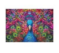 Puzzles pour Adultes 38x26cm/1000pcs Vibrant Peacock in Abstract Artwork Puzzle - Jeu Manuel - Défi Difficile - Cadeaux pour Les Amis Et La Famille 38x26cm/1000pcs