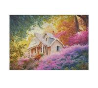 Puzzles pour Adultes 38x26cm/1000pcs Whimsical Cottage Amidst Blossoming Flowers Puzzles pour Adolescents, Jouets Anti-Stress, Décoration Murale, pour Les Gamers 38x26cm/1000pcs
