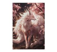 Puzzles pour Adultes 38x26cm/1000pcs White Sakura Kitsune Puzzles pour Adultes : Jeu Pratique D'analyse Et De Logique, Activités Amusantes À Faire À La Maison, 38x26cm/1000pcs