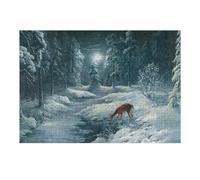 Puzzles pour Adultes 38x26cm/1000pcs Winter Moonlit Forest Scene Puzzles pour Adolescents, Jouets Anti-Stress, Décoration Murale, pour Les Gamers 38x26cm/1000pcs